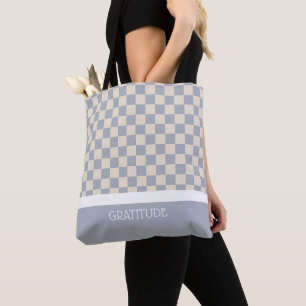 Gratitude Chequered Journal Tote Bag