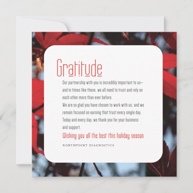 Gratitude Corporate Holiday Card (Front)
