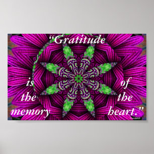 Gratitude Floral Kaleidoscopic Mandala Poster