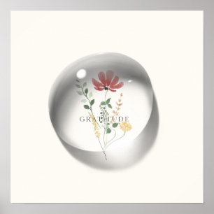 Gratitude Floral Water-drop Minimal Poster