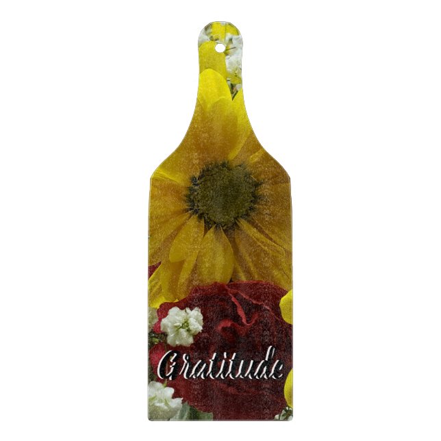Gratitude Floral Yellow Daisy Red Carnation Cutting Board (Front)
