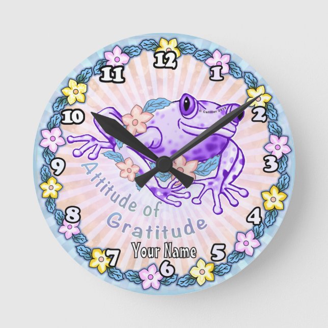 Gratitude Frog Round Clock (Front)