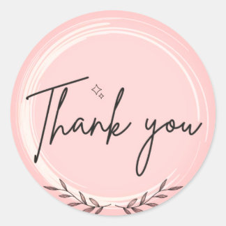 "Gratitude in Print: Thank You Sticker-Pink Classic Round Sticker