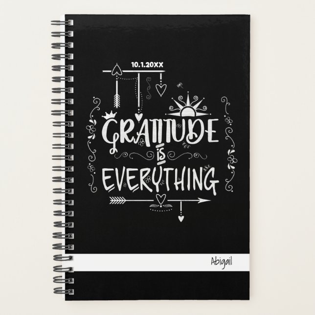 Gratitude is Everything Chalk-Style Black & Purple Planner (Front)