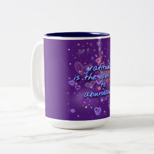gratitude is open door to abundance Two-Tone coff Coffee Mug