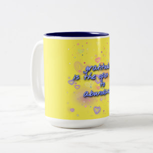 gratitude is open door to abundance Two-Tone coffee mug