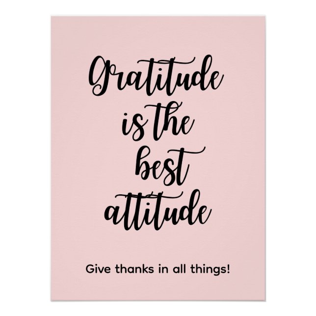 Gratitude is the best attitude Pink Wall Poster (Front)
