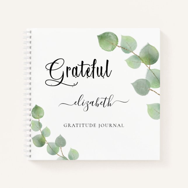 Gratitude journal eucalyptus greenery script (Front)