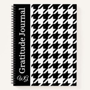 Gratitude Journal Houndstooth Black and White