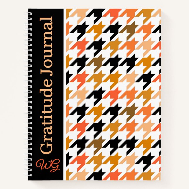 Gratitude Journal Houndstooth Orange Autumn Colour (Front)