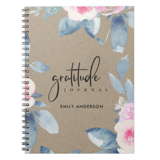 GRATITUDE JOURNAL KRAFT PINK BLUSH BLUE FLORAL
