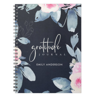 GRATITUDE JOURNAL NAVY PINK BLUSH BLUE FLORAL
