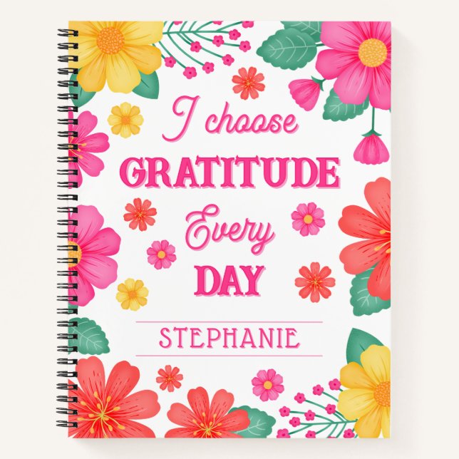 Gratitude Journal Personalised Name Pink Orange (Front)