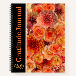 Gratitude Journal Personalised Orange Flowers