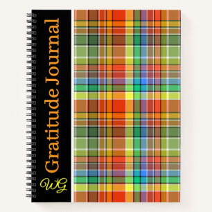 Gratitude Journal Personalized Orange Plaid