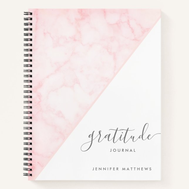 Gratitude Journal Pink Chic Marble Personalised (Front)