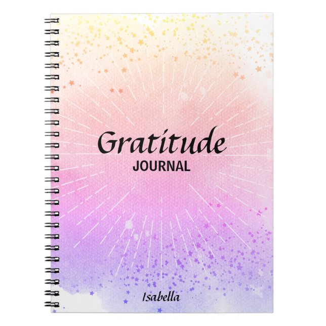 Gratitude Journal Pink Purple Watercolor Monogram (Front)
