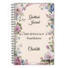 Gratitude journal pink ribbon cream florals