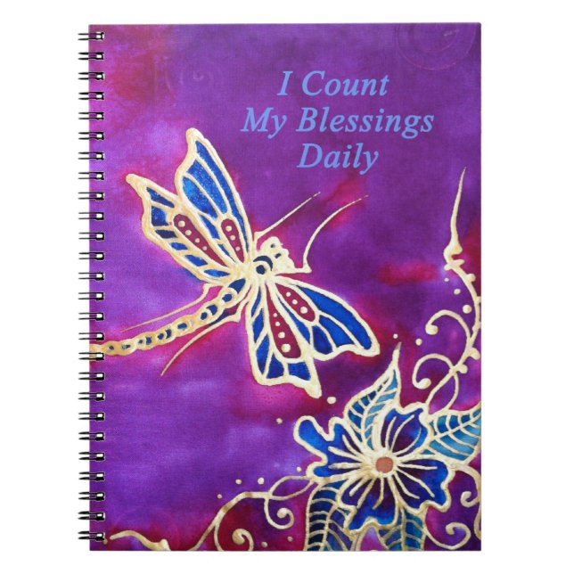 Gratitude journal: Silk Dragonfly Painting Notebook (Front)
