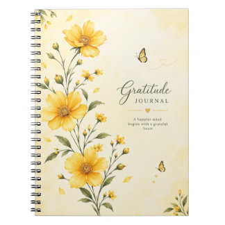 Gratitude Journal with Yellow Flowers 