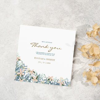 Gratitude message with floral wildflower thank you card