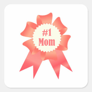 Gratitude Number One Mom winner award ribbon Square Sticker