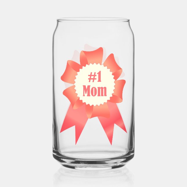 Gratitude Number One Mum winner award ribbon Can Glass (Front)