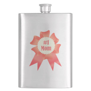 Gratitude Number One Mum winner award ribbon Hip Flask