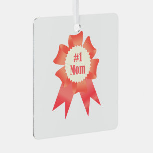 Gratitude Number One Mum winner award ribbon Metal Tree Decoration