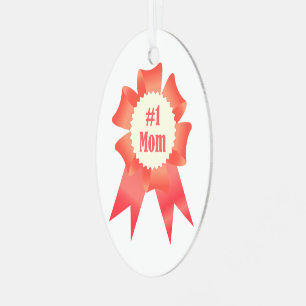 Gratitude Number One Mum winner award ribbon Metal Tree Decoration