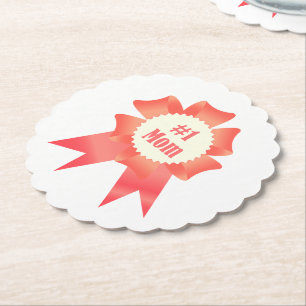 Gratitude Number One Mum winner award ribbon Paper Coaster