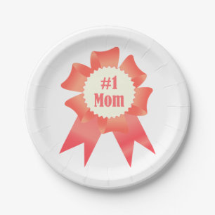 Gratitude Number One Mum winner award ribbon Paper Plate