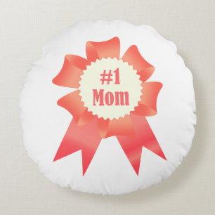 Gratitude Number One Mum winner award ribbon Round Cushion