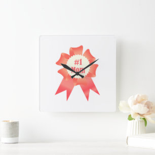 Gratitude Number One Mum winner award ribbon Square Wall Clock