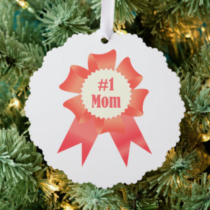 Gratitude Number One Mum winner award ribbon Tree Decoration Card