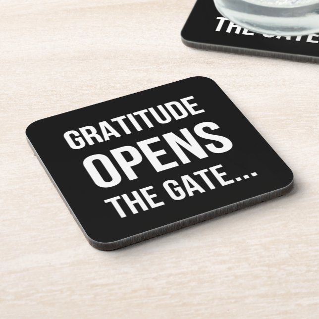 Gratitude Opens The Gate inspirational quote Coaster (Left Side)