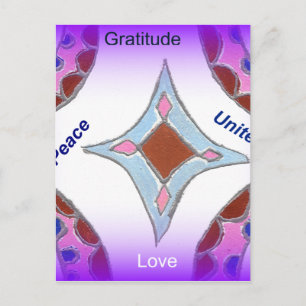 "Gratitude Peace Love Unite" Mandala Art Print Postcard