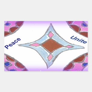 "Gratitude Peace Love Unite" Mandala Art Print Rectangular Sticker