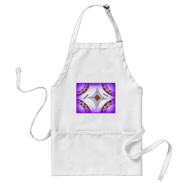 "Gratitude Peace Love Unite" Mandala Art Print Standard Apron (Front)