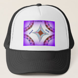 "Gratitude Peace Love Unite" Mandala Art Print Trucker Hat