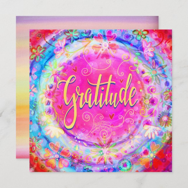Gratitude Pink Pretty Encouragement For all Thank You Card (Front/Back)