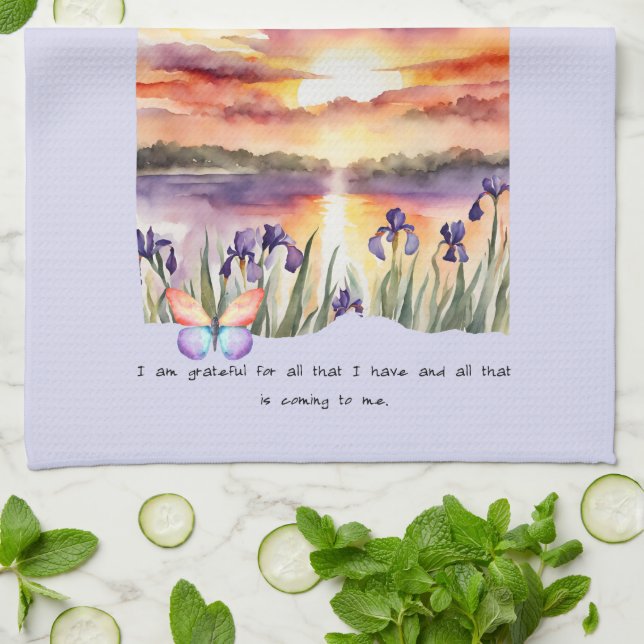 Gratitude Positive Affirmation  Tea Towel (Folded)