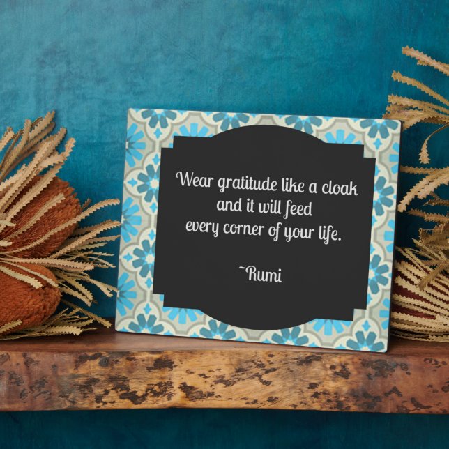 Gratitude Rumi Quote Tabletop Plaque (Side)
