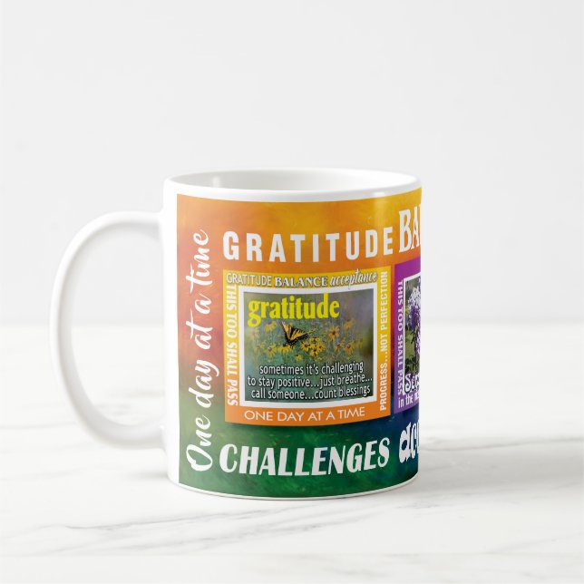 gratitude serenity acceptance slogans mug (Left)