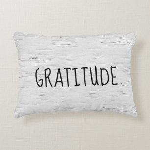 GRATITUDE Text On Birch Tree  Accent Pillow