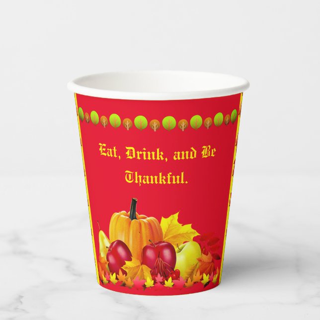 Gratitude - Thanksgiving Paper Cups (Front)