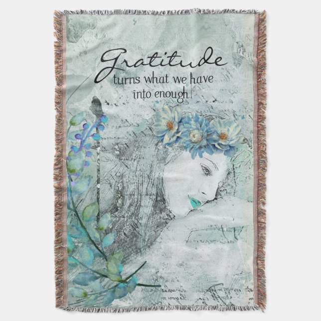 Gratitude Throw Blanket (Front Vertical)