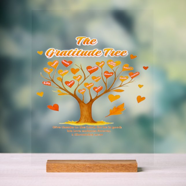'Gratitude Tree' Acrylic Sign (Neutral)