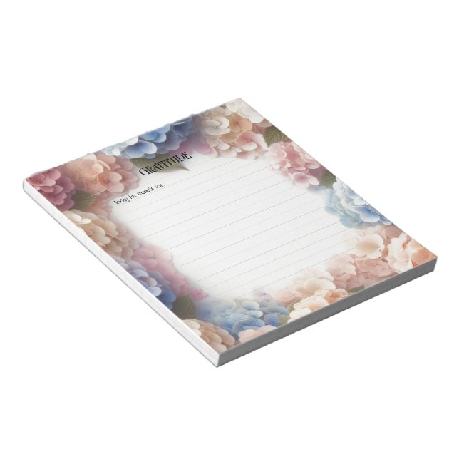 Gratitude Watercolor Hydrangea Notepad (Angled)