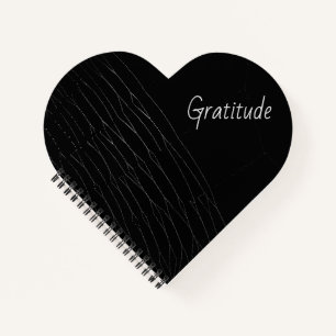 "Gratitude" White Spiderweb Black Background Notebook